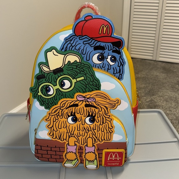 Loungefly McDonald's Vintage Fry Kids Triple Pocket Mini Backpack - Picture 2 of 11